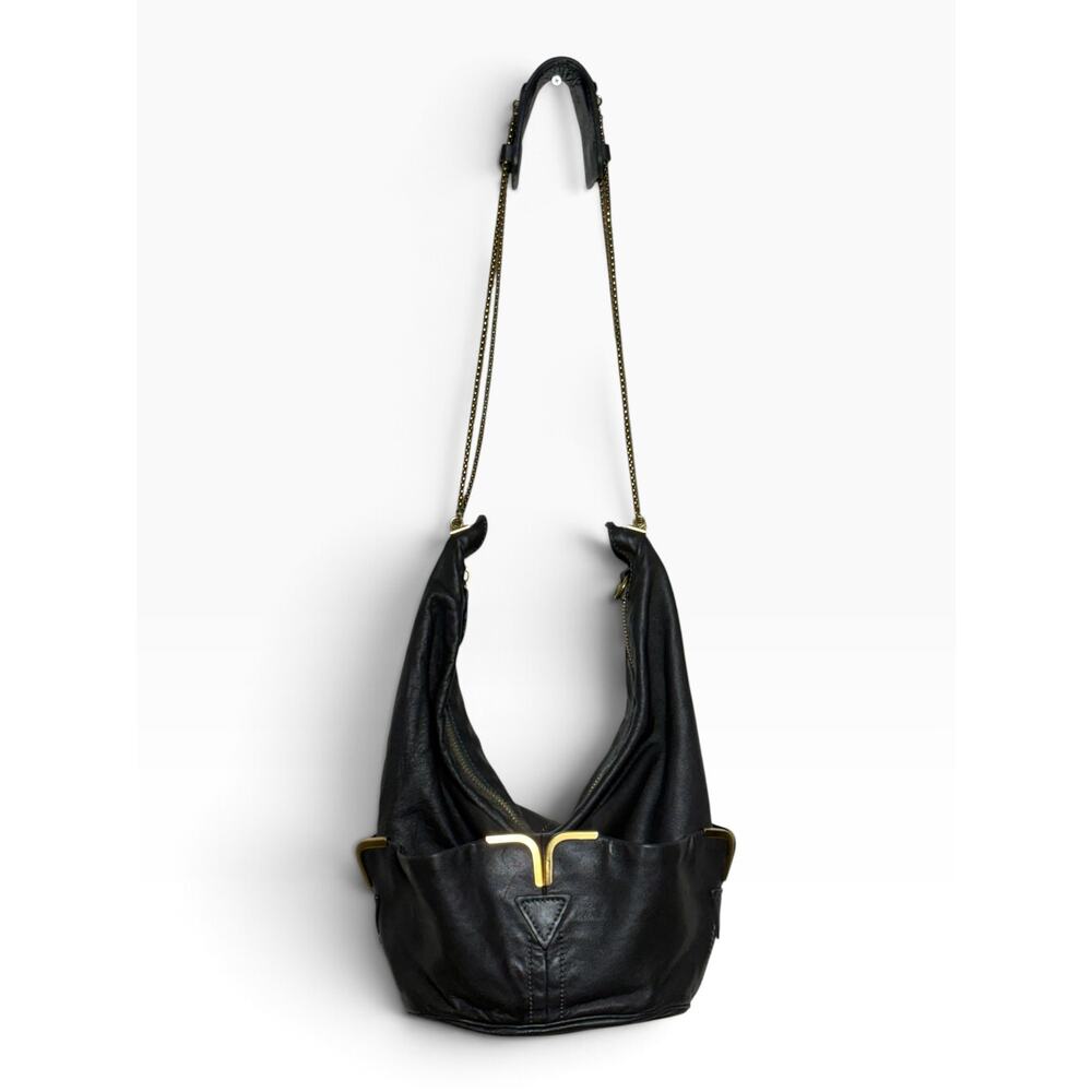Chloé Vintage 2008/2009 Milton Triple Chain Hobo Bag Gray Leather Gold Hardware - Picture 2 of 11